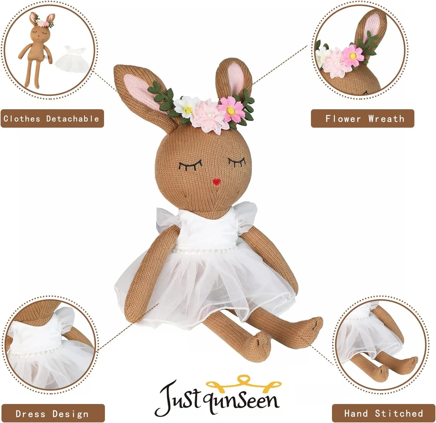 Ballerina Doll Handmade Stuffed Animal Bunny Plush Animal Doll, Plush Toy Bunny Stuffed Animals for Girls Easter Stuffed Animal on Birthday Christmas Eastermothers Day Gifts