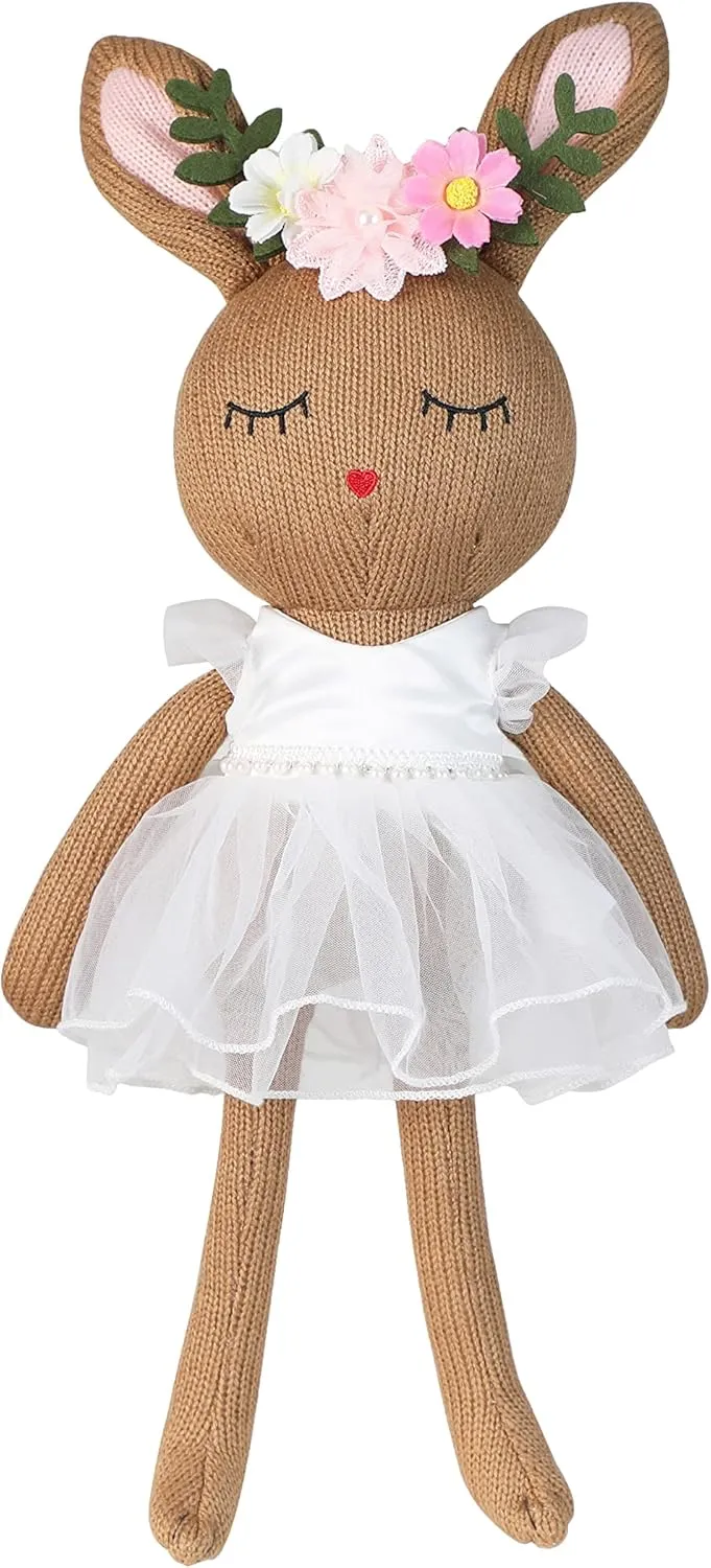 Ballerina Doll Handmade Stuffed Animal Bunny Plush Animal Doll, Plush Toy Bunny Stuffed Animals for Girls Easter Stuffed Animal on Birthday Christmas Eastermothers Day Gifts