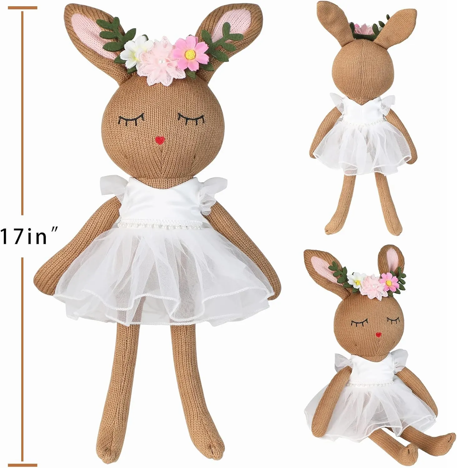 Ballerina Doll Handmade Stuffed Animal Bunny Plush Animal Doll, Plush Toy Bunny Stuffed Animals for Girls Easter Stuffed Animal on Birthday Christmas Eastermothers Day Gifts