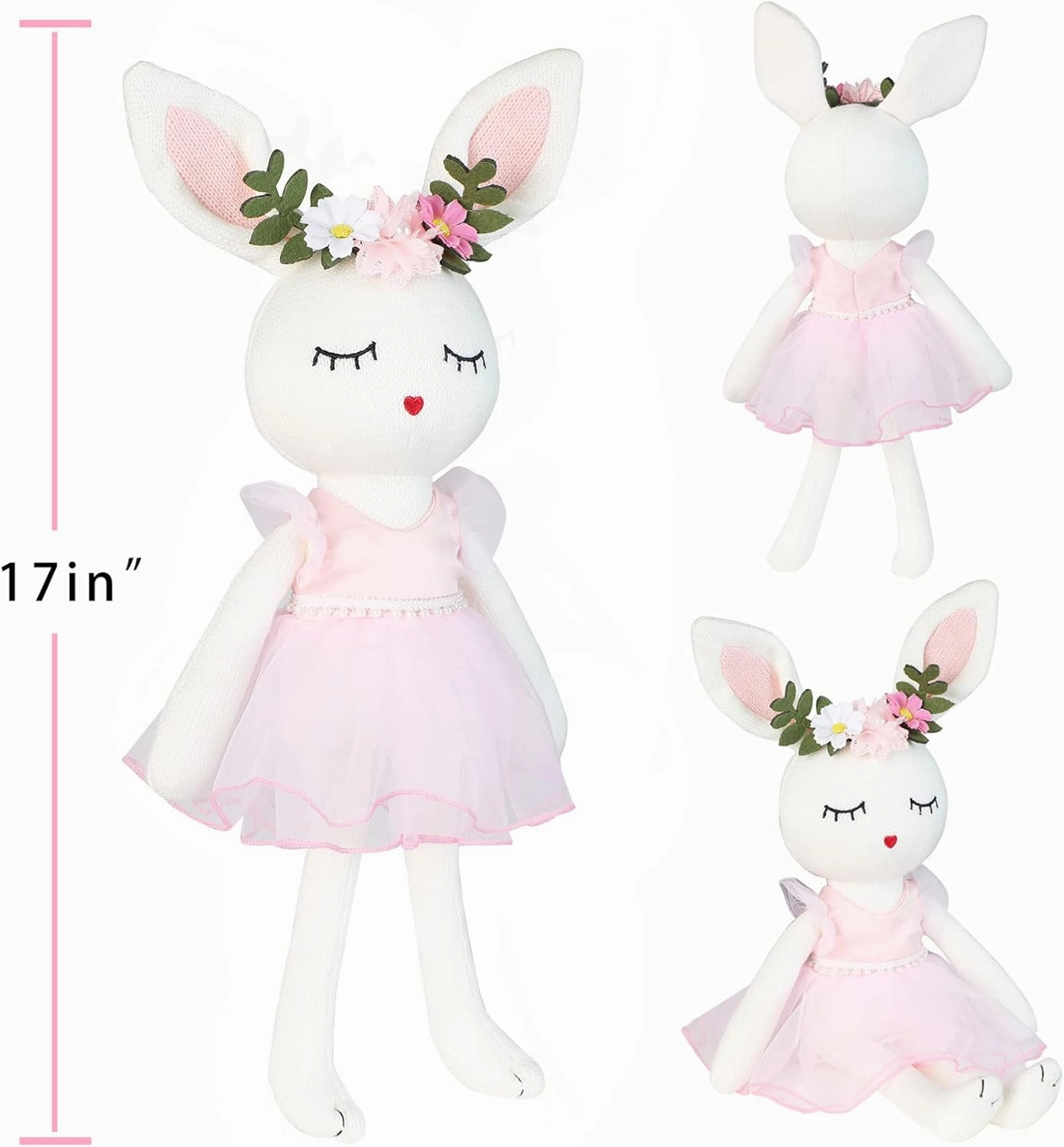 Ballerina Doll Easter Stuffed Animal Bunny Stuffed Animal Easter Plush Animal Doll, Plush Toy Bunny Stuffed Animals for Girls Easter Stuffed Animal on Birthday Christmas