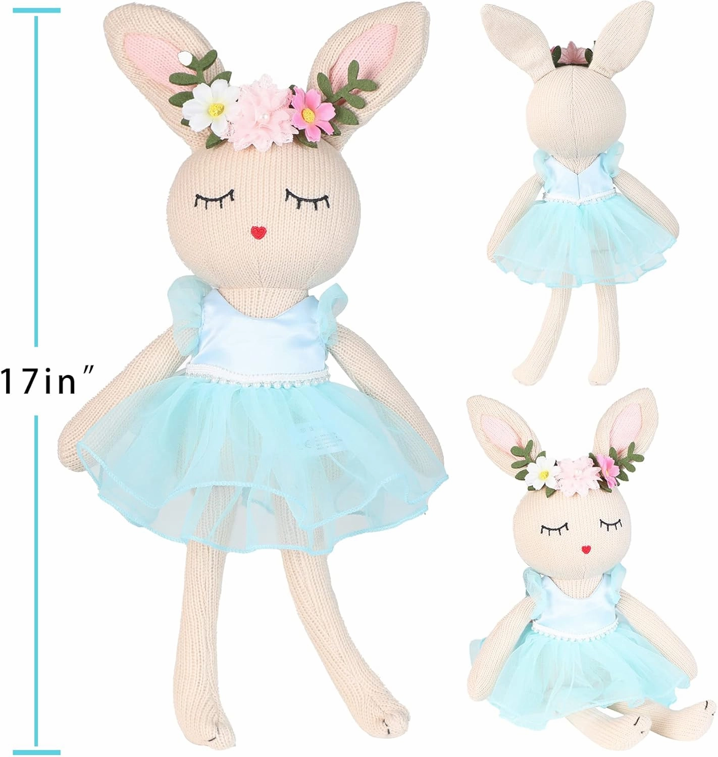 Ballerina Doll Handmade Stuffed Animal Bunny Stuffed Animal Bunny Plush Animal Doll, Plush Toy Bunny Stuffed Animals for Girls Easter Stuffed Animal on Birthday Christmas Easter