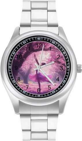 Ballet Dancer Cherry Flowers Casual Wrist Watches for Men Classic Business Dress Watch Big Face for Work Gym