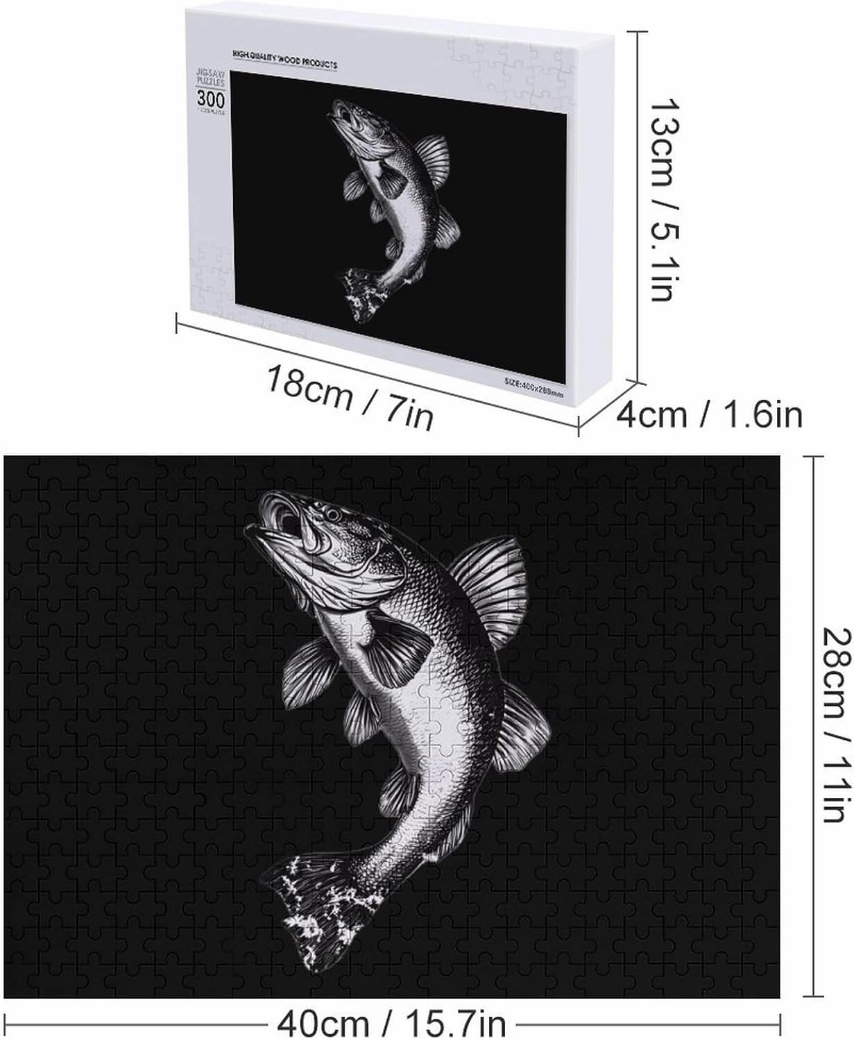 Bass Fish Funny Jigsaw Puzzles Wooden Puzzle for Adults Personalized Wall Art Decor 300 PCS