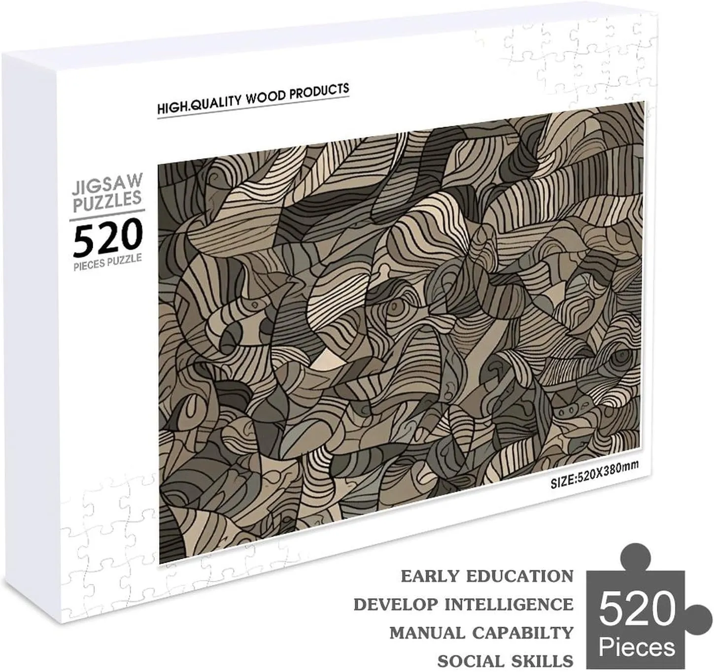 Beige Block Pattern Puzzles 520 Pieces Personalized Jigsaw Puzzles Beige Block Pattern Photo Puzzle Challenging Picture Puzzle for Adults Personaliz Jigsaw with Storage Bag (20.5" X 15")