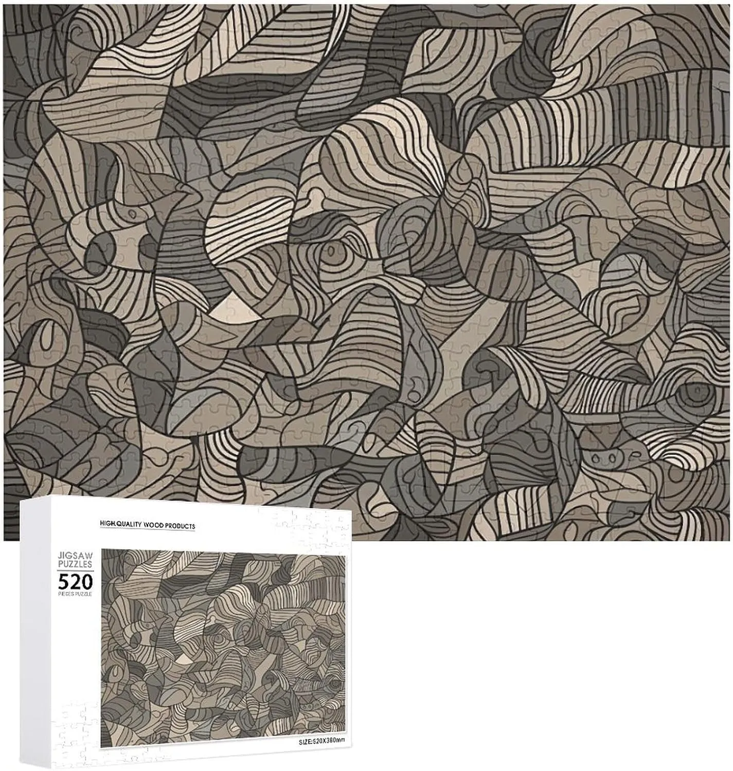 Beige Block Pattern Puzzles 520 Pieces Personalized Jigsaw Puzzles Beige Block Pattern Photo Puzzle Challenging Picture Puzzle for Adults Personaliz Jigsaw with Storage Bag (20.5" X 15")