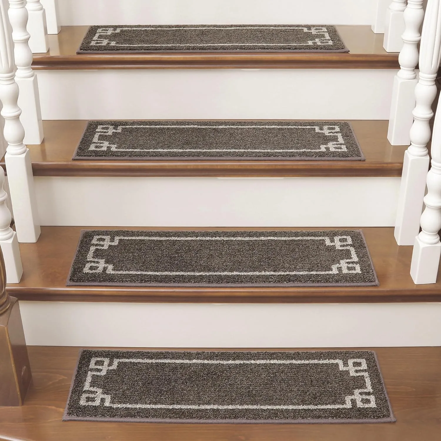 BEQHAUSE Stair Treads for Wooden Steps Non Slip Washable Carpet Stair Treads with Reusable Residue Free Backing Soft Polyester Stair Rugs Indoor for Kids Elders and Dogs 9”x28”,4pcs,Brown