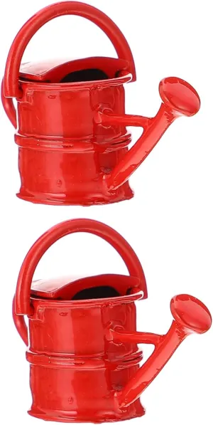 BESPORTBLE 3sets Mini Alloy Watering Can Tin Plant Decor Doll House Accessory Cute Flower Pot for Garden 2pcs*3