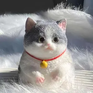 Big Cat Stress Relief Toy - Giant Handmade Silicone Cat Stress Toy for Adults & Kids Anxiety, Extra Soft Squeeze Toys for Office/Home, Cute Animal Decompression Gifts (Grey Siamese cat)