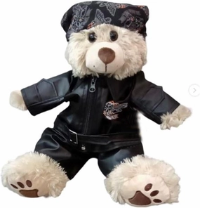 Biker King of The Road Outfit for 6"-10" Soft Toys, Stuffed Animal Leather Jacket & Bandana Costume