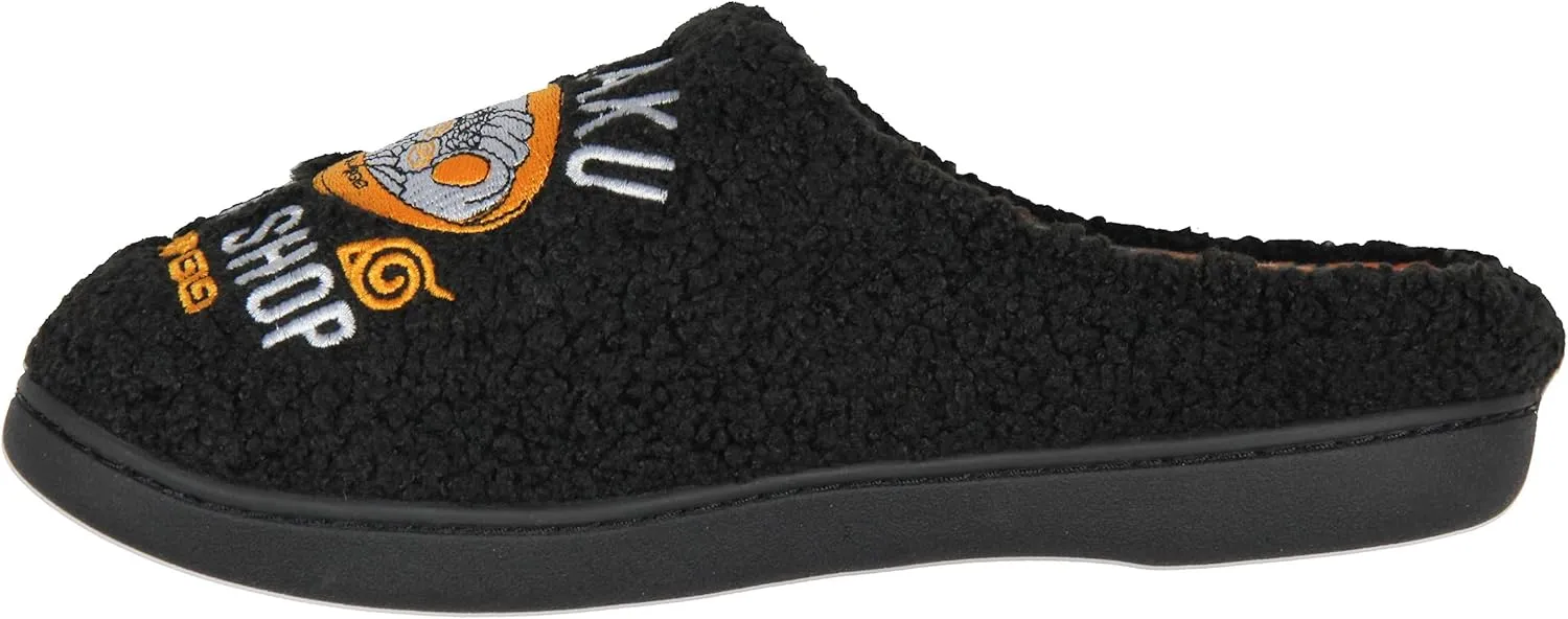 Bioworld Naruto Shippuden Anime Men's Ichiraku Ramen Shop Adult Embroidered Fleece Lined House Slippers for Men & Women