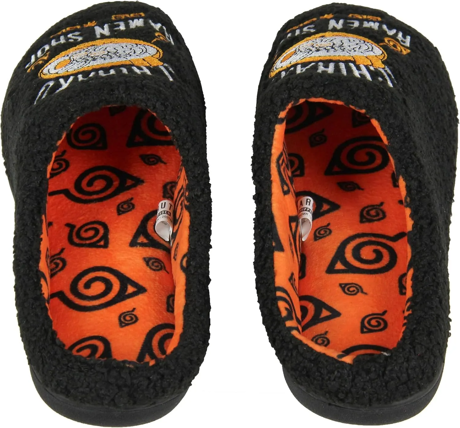 Bioworld Naruto Shippuden Anime Men's Ichiraku Ramen Shop Adult Embroidered Fleece Lined House Slippers for Men & Women