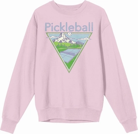 Bioworld Pickleball Court Adult Pink Crew Neck Sweatshirt