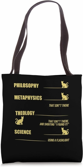 Black Cat Analogy Philosophy Metaphysics Theology Science Tote Bag