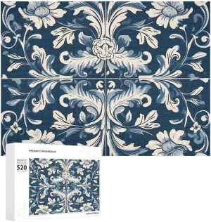 Blue and White Pattern Puzzles 520 Pieces Personalized Jigsaw Puzzles Blue and White Pattern Photo Puzzle Challenging Picture Puzzle for Adults Personaliz Jigsaw with Storage Bag (20.5" X 15")