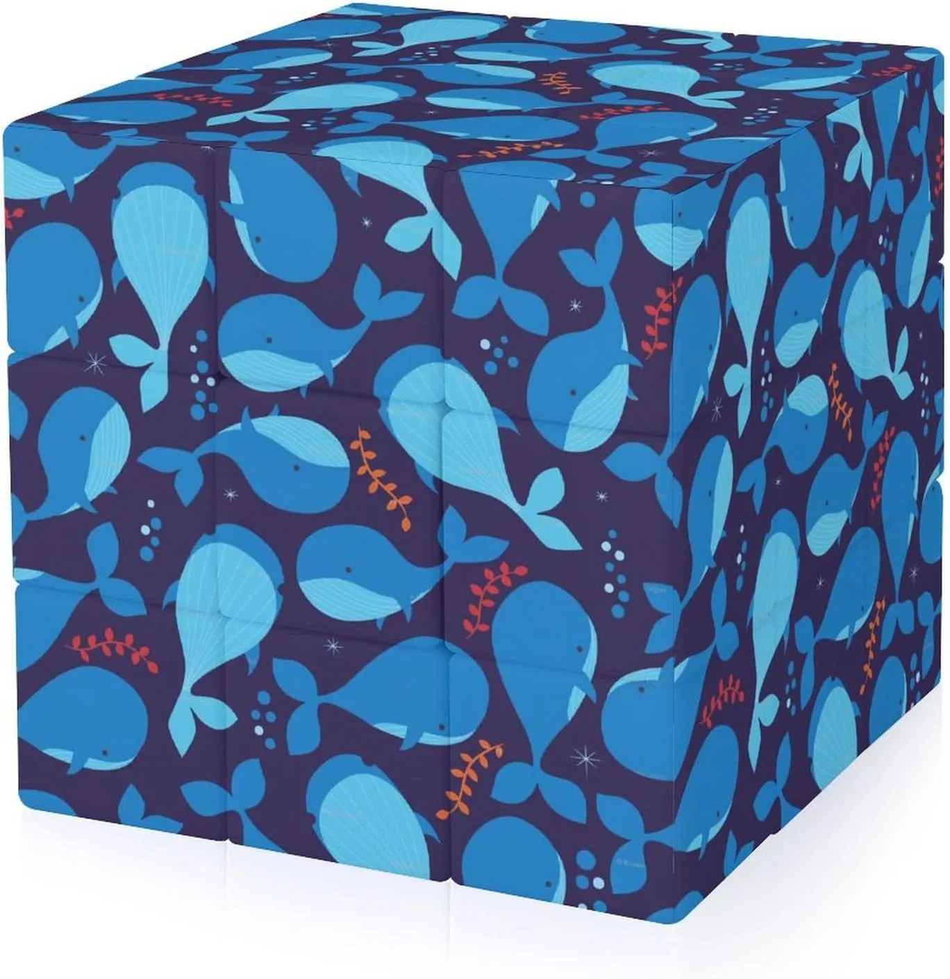 Blue Whales Pattern Adults 3x3x3 Color-Matching Smooth Fully Printed Cube Gift