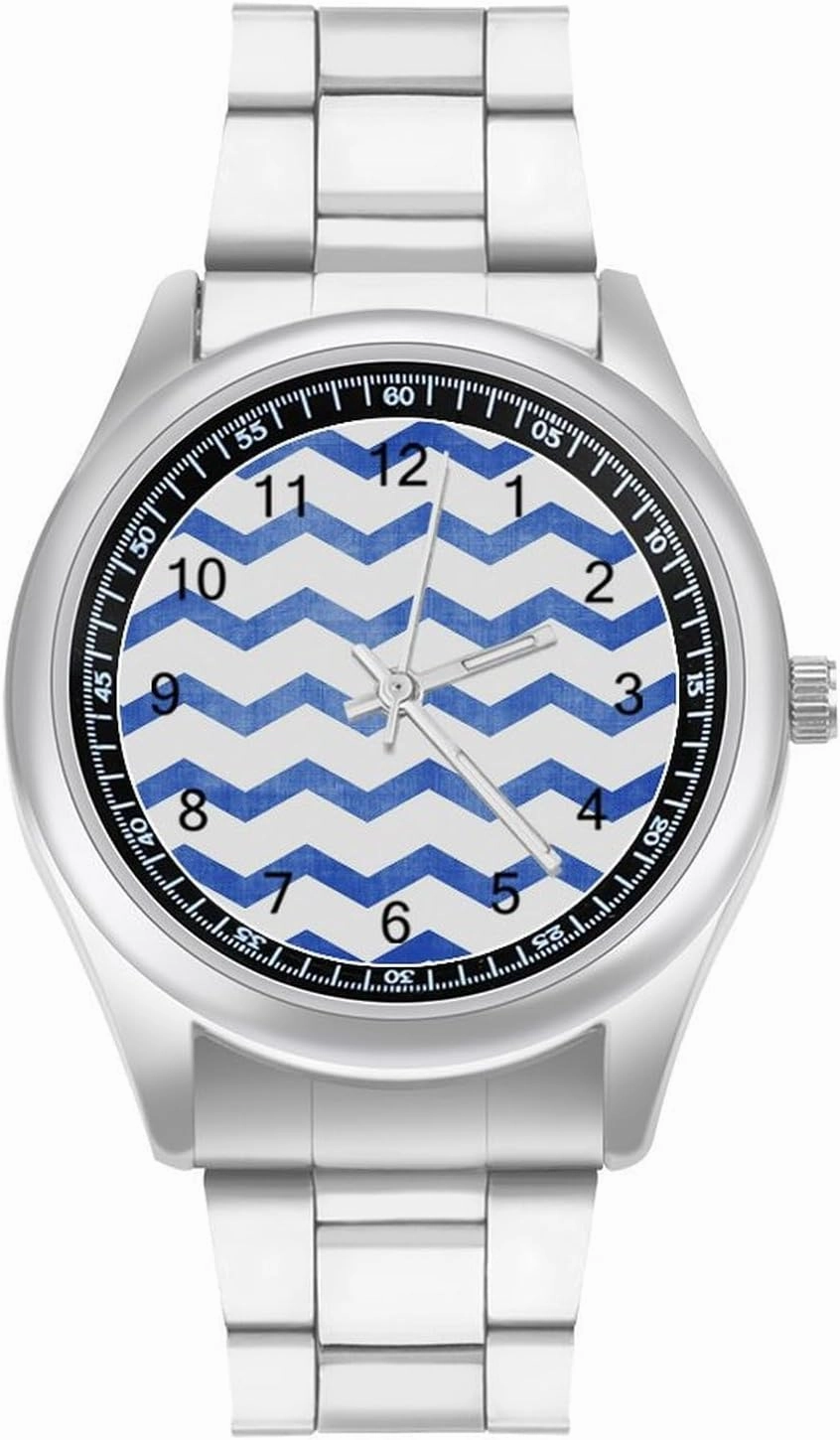 Blue Sea Waves Background Casual Wrist Watches for Men Classic Business Dress Watch Big Face for Work Gym
