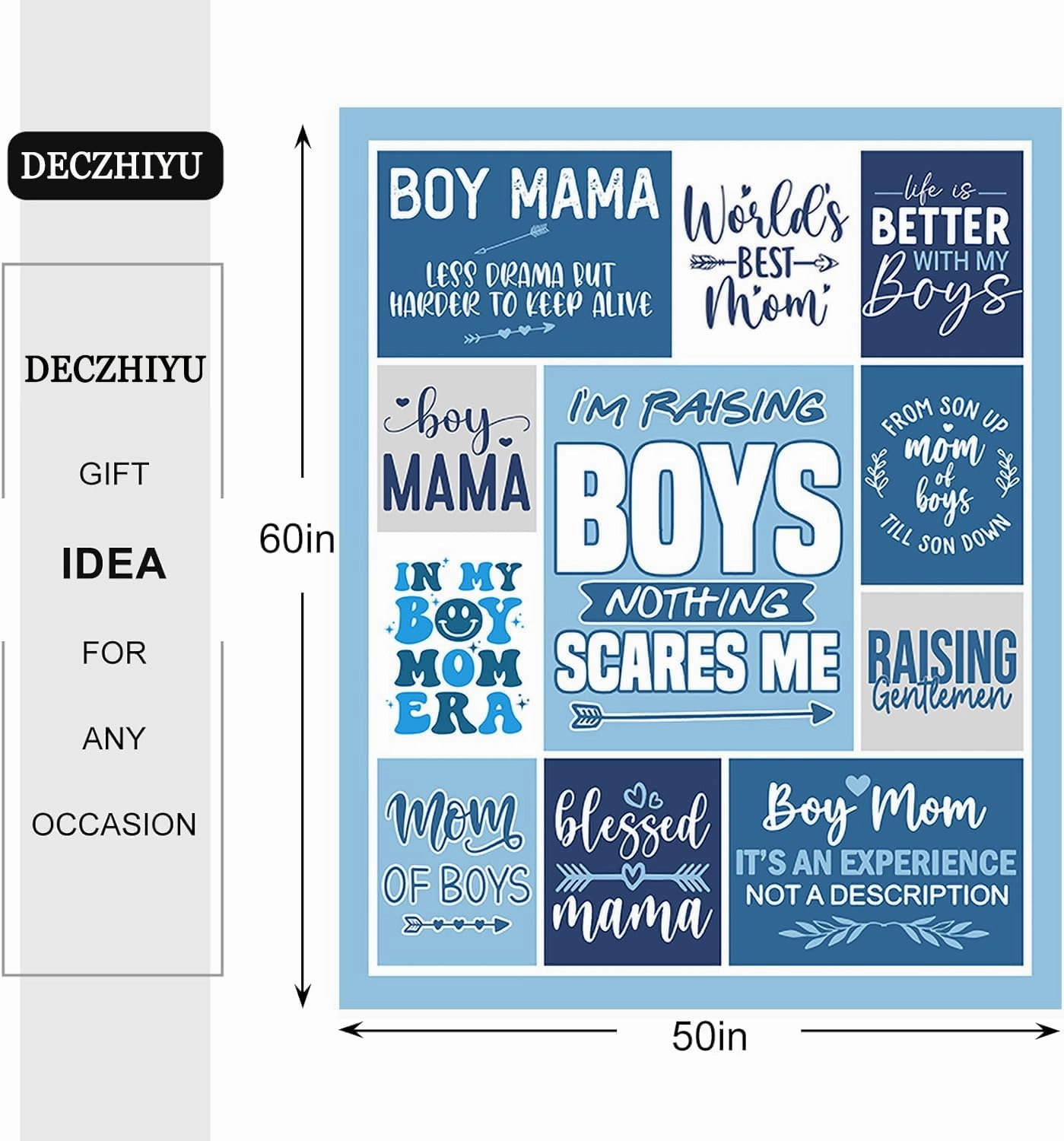 Boy Mom Gifts from Son - Mothers Day Mom Gifts for Birthday Valentines Day Christmas - Mothers Gift Ideas - World Best Mama Gift from Son - 60"x50" Soft Flannel Blanket Present for Mama
