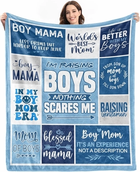 Boy Mom Gifts from Son - Mothers Day Mom Gifts for Birthday Valentines Day Christmas - Mothers Gift Ideas - World Best Mama Gift from Son - 60"x50" Soft Flannel Blanket Present for Mama