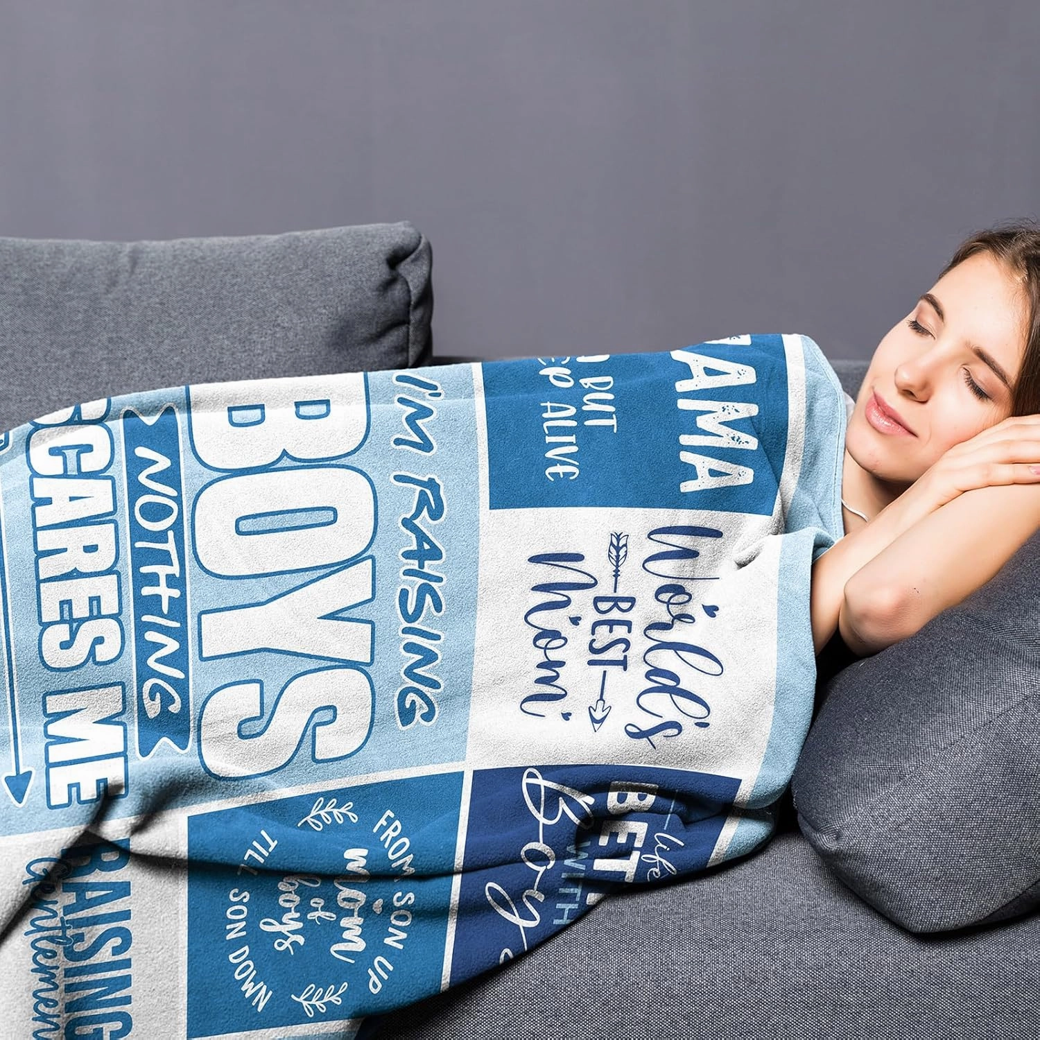 Boy Mom Gifts from Son - Mothers Day Mom Gifts for Birthday Valentines Day Christmas - Mothers Gift Ideas - World Best Mama Gift from Son - 60"x50" Soft Flannel Blanket Present for Mama
