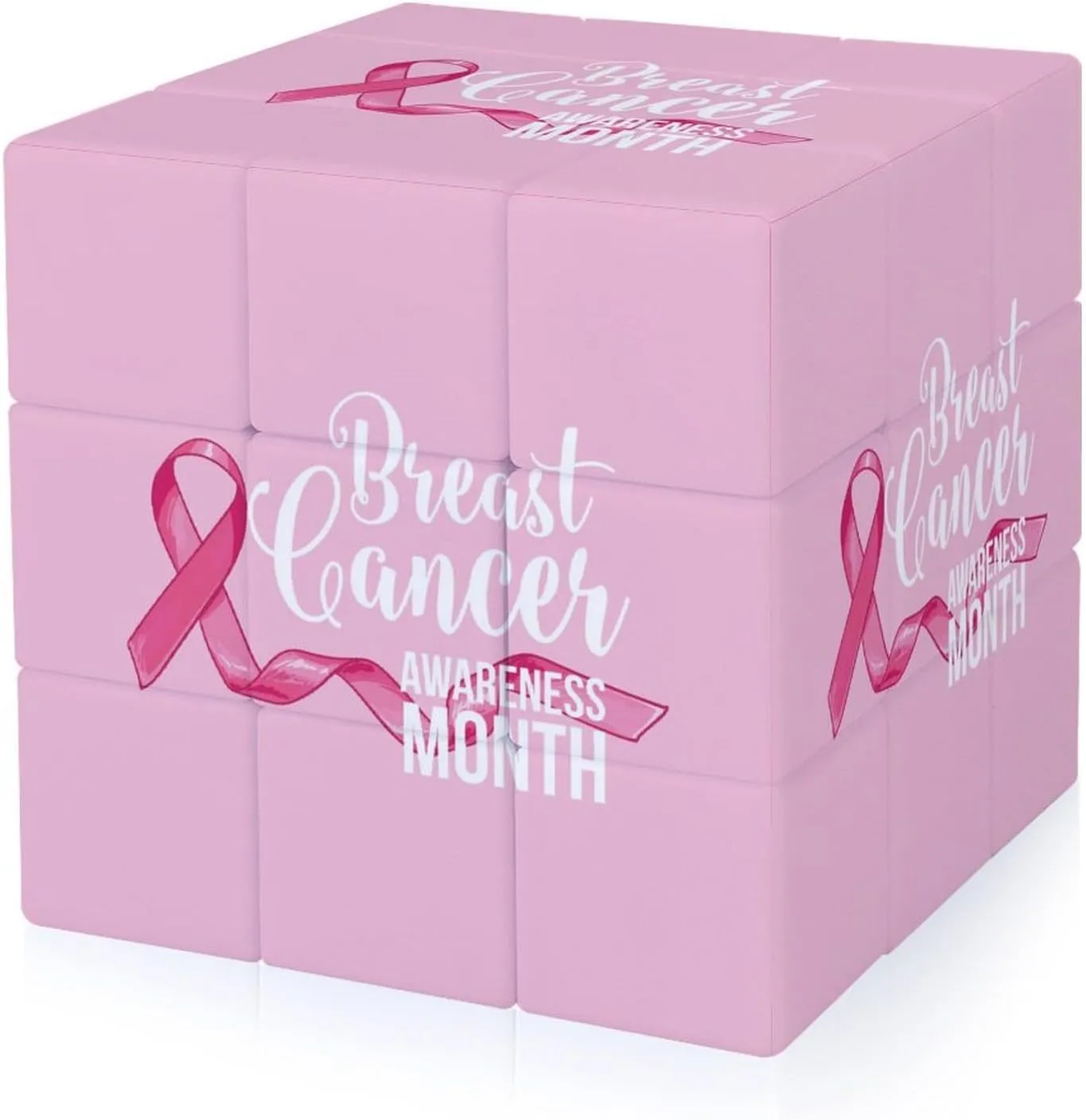 Breast Cancer Awareness Adults 3x3x3 Color-Matching Smooth Fully Printed Cube Gift