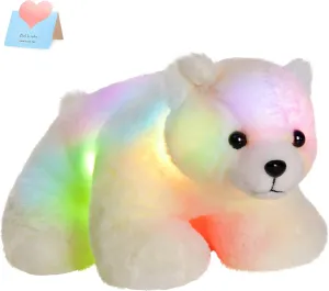 BSTAOFY Light up Polar Bear Stuffed Animal LED Night Light Soft Plush Toy Glow Gift for Kids on Christmas Birthday, 11'', White