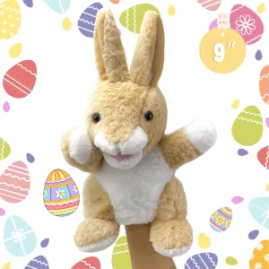 Bunny Hand Puppets Bunny Plush Puppets,9" Realistic Bunny Stuffed Animal Puppets for Kids Bunny Puppet for Adults with Movable Mouth, Bunny Toys Easter Bunny Hand Puppets for Toddlers
