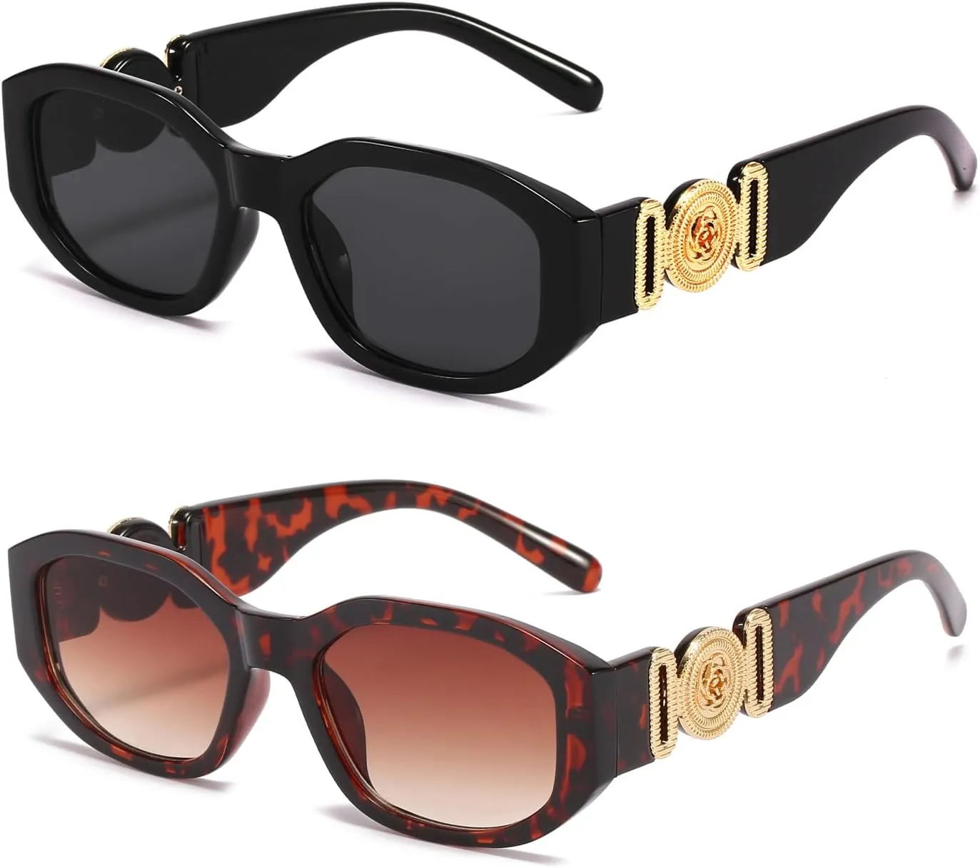 BUTABY Rectangle Sunglasses for Women Retro Driving Glasses 90’s Vintage Fashion Irregular Frame UV400 Protection