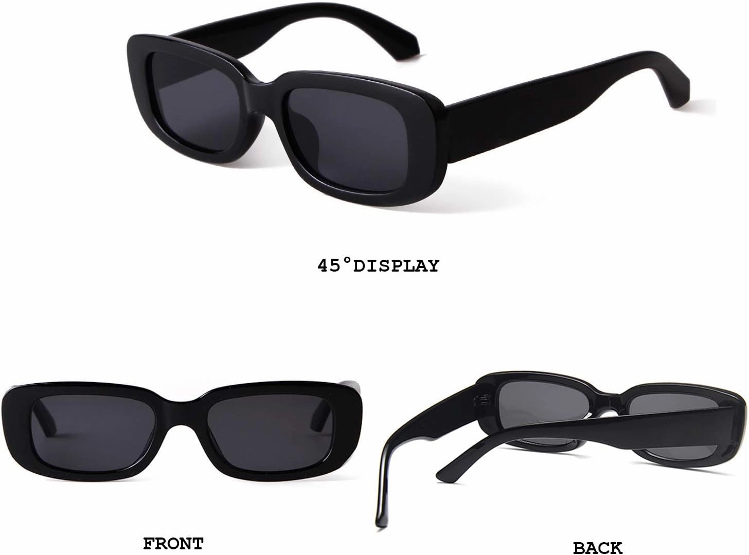 BUTABY Rectangle Sunglasses for Women Retro Driving Glasses 90’s Vintage Fashion Narrow Square Frame UV400 Protection