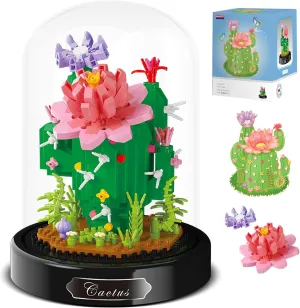 Cactus Flower Building Set,Adult Mini Plant Bonsai Tree Friend Set,Succulent Botanical Collection Gift for Kids,Artificial Flower Building Block,Valentines New Year Birthday Gift for Boy Girl