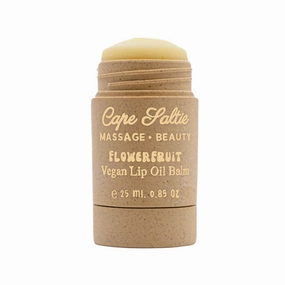 Cape Saltie · Massage Beauty Flowerfruit Vegan Oil Lip Balm in "Teddy" — Bare, Unscented (0.85 oz, Jumbo Size Clear Balm) | Nourish & Moisturize | Infused with Natural Fruit Oil