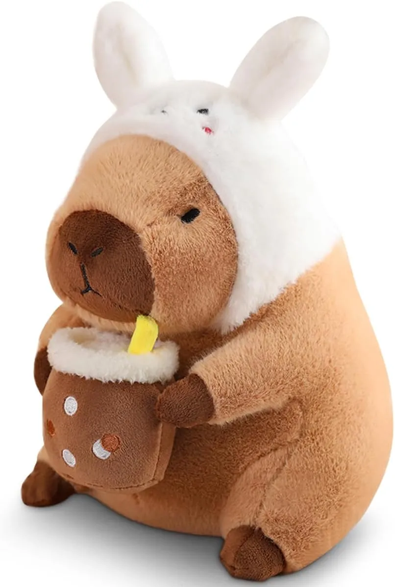 Capybara Plush Toy, Cute Stuffed Animals Kawaii Capibara Plush Pillow Christmas Birthday Easter Valentine's Day Gift for Kids Boys Girls (12" Bunny Capybara)