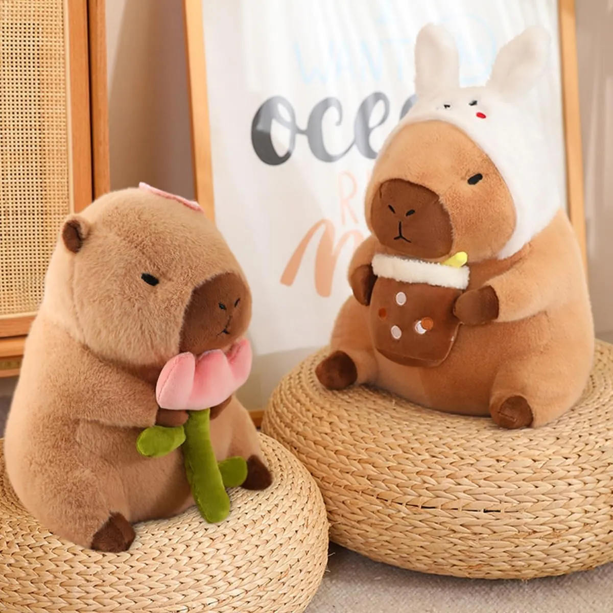 Capybara Plush Toy, Cute Stuffed Animals Kawaii Capibara Plush Pillow Christmas Birthday Easter Valentine's Day Gift for Kids Boys Girls (12" Bunny Capybara)