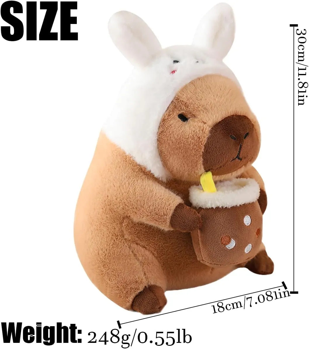 Capybara Plush Toy, Cute Stuffed Animals Kawaii Capibara Plush Pillow Christmas Birthday Easter Valentine's Day Gift for Kids Boys Girls (12" Bunny Capybara)