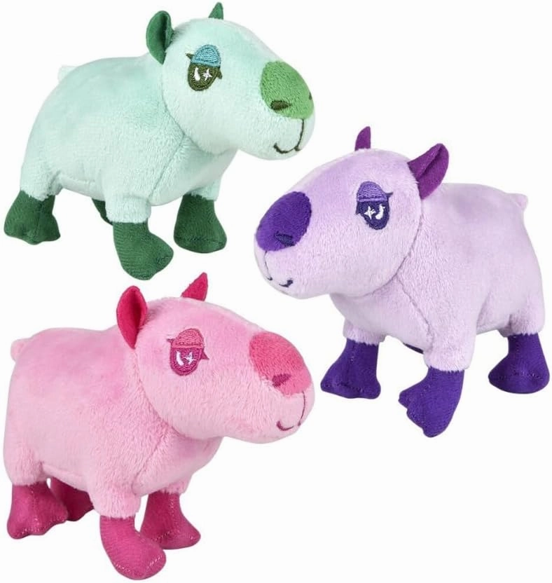 Capybara Plush, 5" Soft Animal Toy, Cuddle Critter for Kids and Adults, Cute Plush Stuffed Animal, Birthday Gift for Boys and Girls, 3 Count (Pink, Purple, Green)