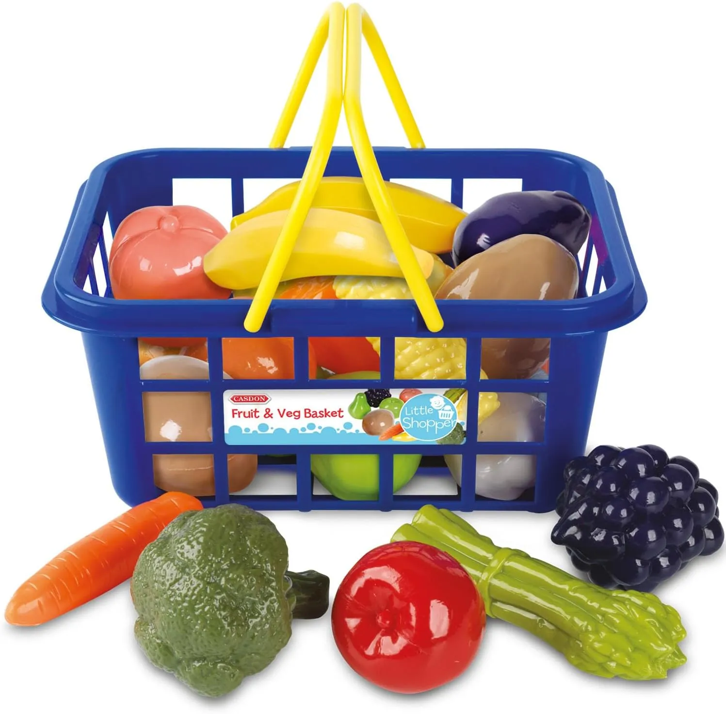 Casdon Fruit & Veg Basket | Assorted Toy Basket with Fruits & Vegetables for Children Aged 2  | Perfect for Playing Shops!