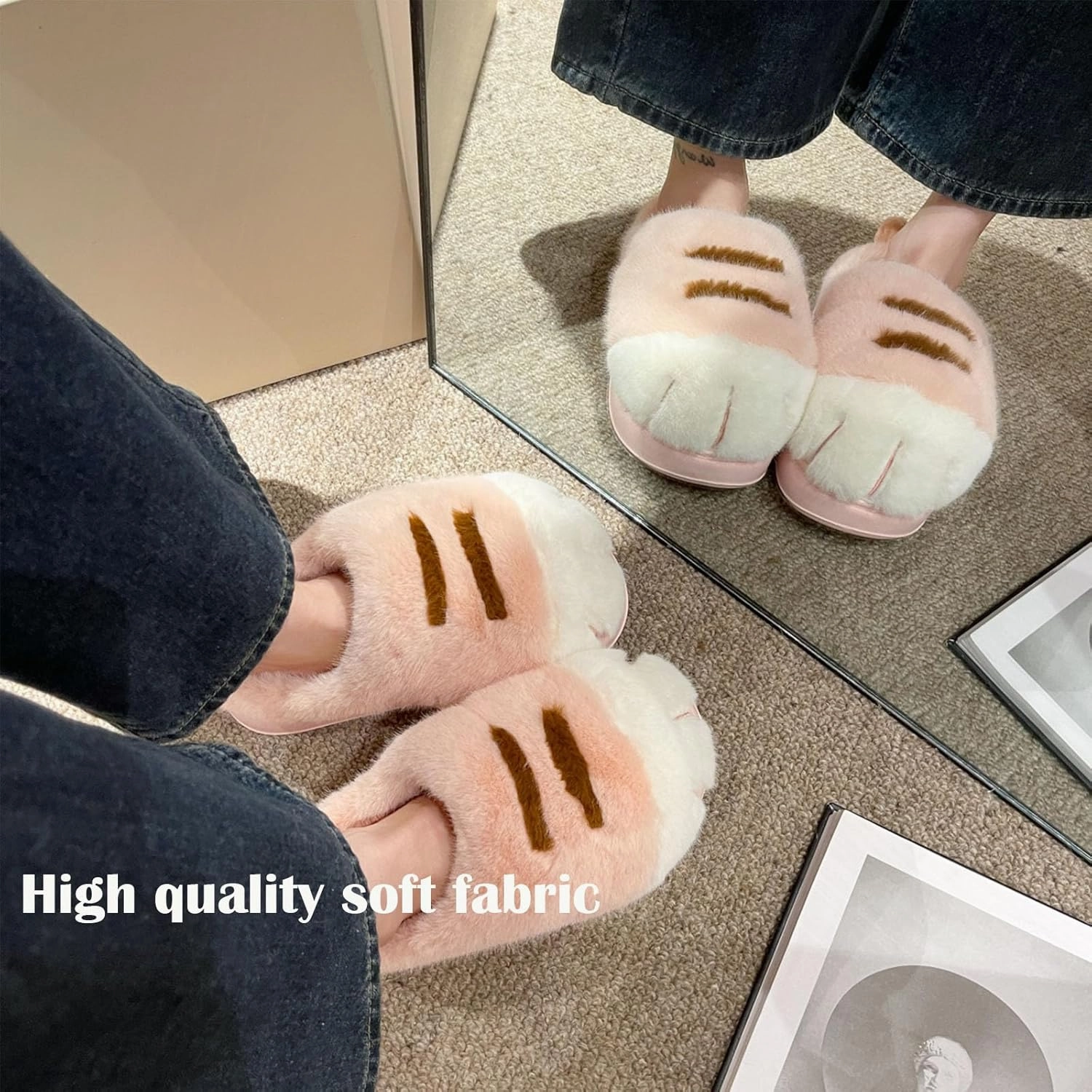Cat Paw Slippers for Women,Cat Paw Non-Slip Slippers,Indoor Outdoor Cute Funny Thickened Toe Cat Slippers,3D Cat Paws Slippers