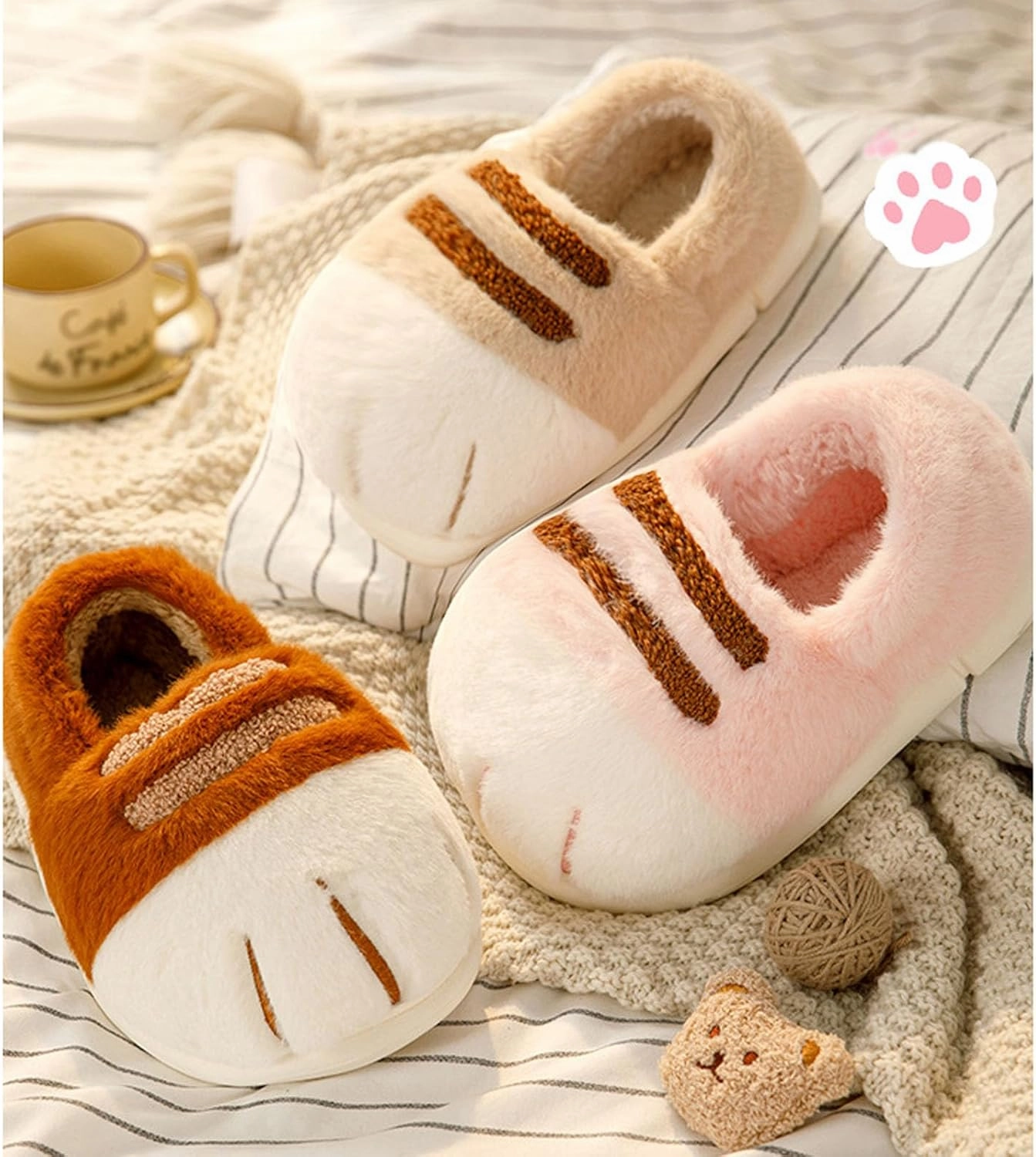 Cat Paw Slippers for Women,Cat Paw Non-Slip Slippers,Indoor Outdoor Cute Funny Thickened Toe Cat Slippers,3D Cat Paws Slippers