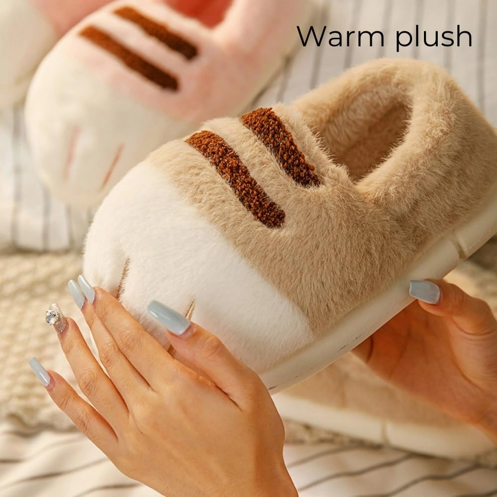 Cat Paw Slippers For Women ，Winter Indoor And Outdoor Warm Home Cat Claw Slippers, Ladies Cute Thick Non-Slip Plush Slippers