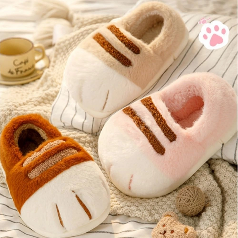 Cat Paw Slippers For Women ，Winter Indoor And Outdoor Warm Home Cat Claw Slippers, Ladies Cute Thick Non-Slip Plush Slippers