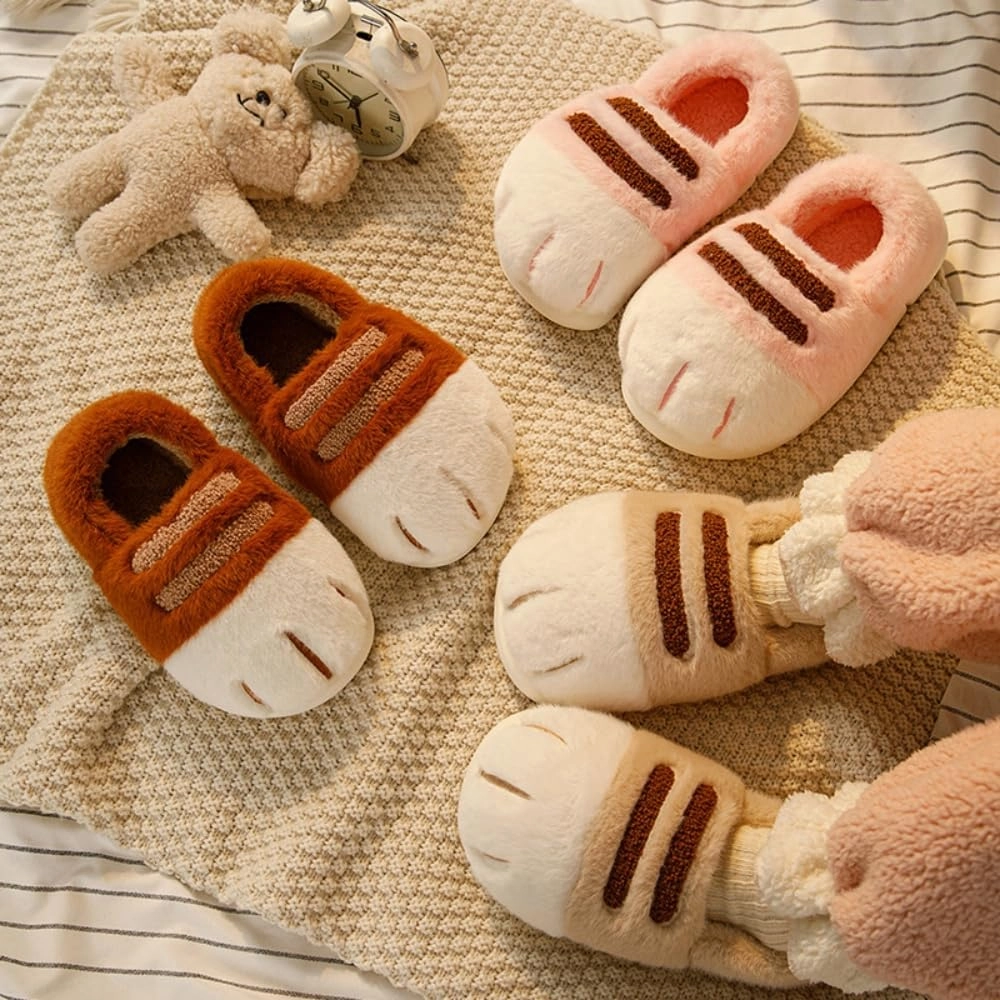 Cat Paw Slippers For Women ，Winter Indoor And Outdoor Warm Home Cat Claw Slippers, Ladies Cute Thick Non-Slip Plush Slippers