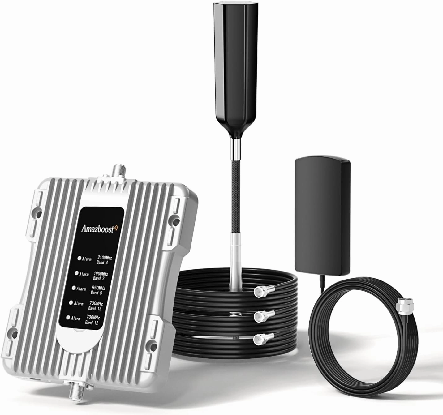 Cell Phone Booster for RV Truck, Amazboost T1 Cell Phone Signal Booster Kit for RV or Truck on Band 4, 66, 12, 13, 17,5, 2, 25, All Networks & Carriers - Verizon, AT&T, T-Mobile, Sprint & More