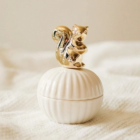 Ceramic Jewelry Box Rings Earrings Ear Studs Necklaces Watch Organizer Mini Jewelry Tray for Women Girls - Squirrel