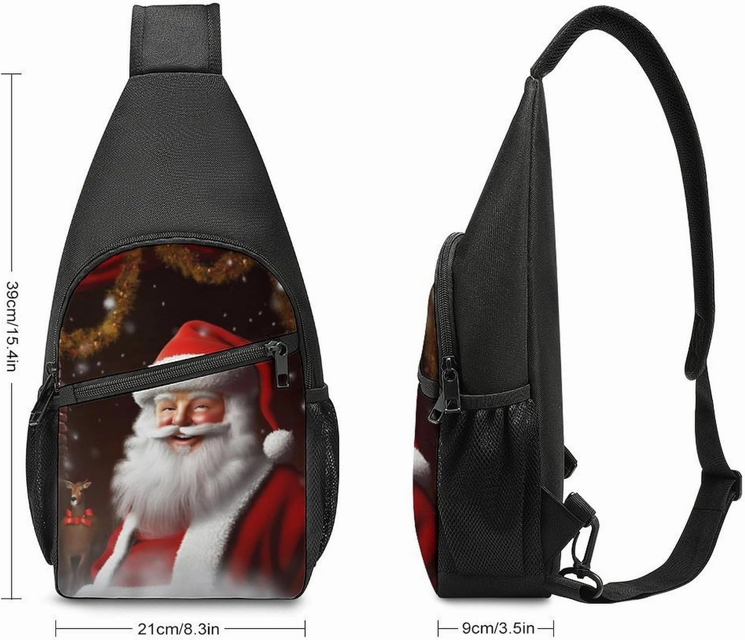 Chest Bag Sling Bag for Men Women Santa Christmas Zoom Sport Sling Backpack Lightweight Shoulder Bag for Travel