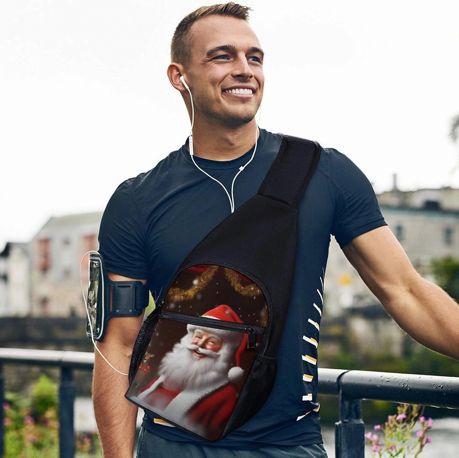 Chest Bag Sling Bag for Men Women Santa Christmas Zoom Sport Sling Backpack Lightweight Shoulder Bag for Travel