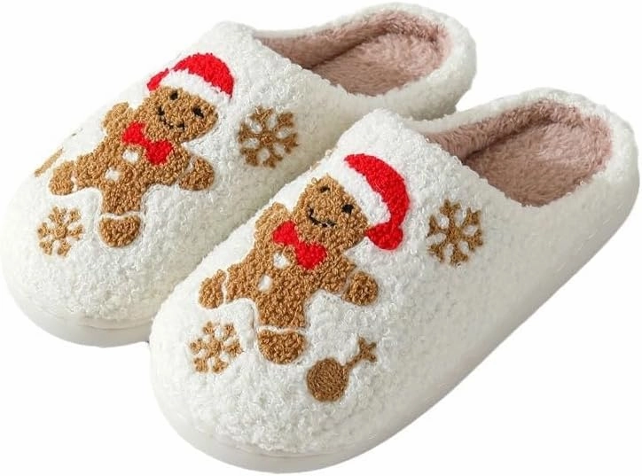 Christmas Slippers Gingerbread Cotton Snowflake Christmas Couples Home Indoor Slip-resistant Home Slippers