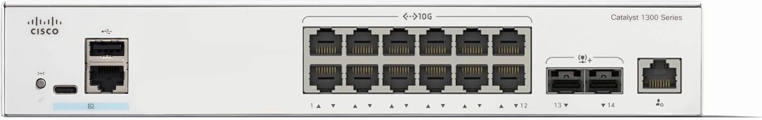 Cisco Catalyst 1300-12XT-2X Managed Switch, 12 Port 10G Copper, 2x10GE SFP , Limited Lifetime Protection (C1300-12XT-2X)