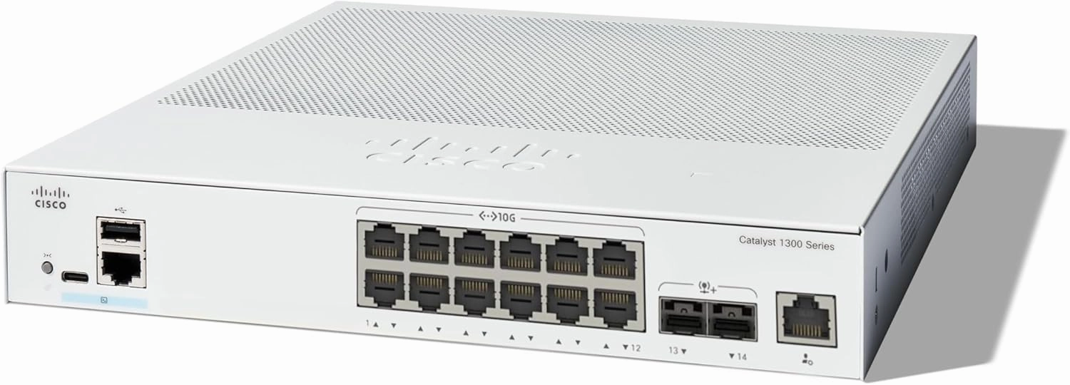 Cisco Catalyst 1300-12XT-2X Managed Switch, 12 Port 10G Copper, 2x10GE SFP , Limited Lifetime Protection (C1300-12XT-2X)