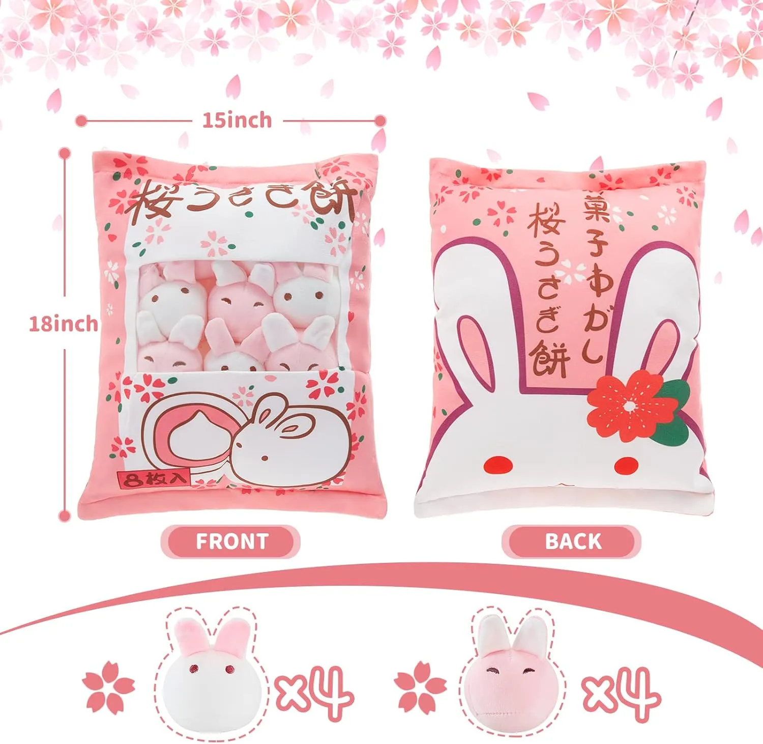 Civaner Cute Plush Pillow Kawaii Room Decor Throw Pillow Removable Stuffed Animal Toys Fluffy Christmas Home Decor Gifts(Bunny)