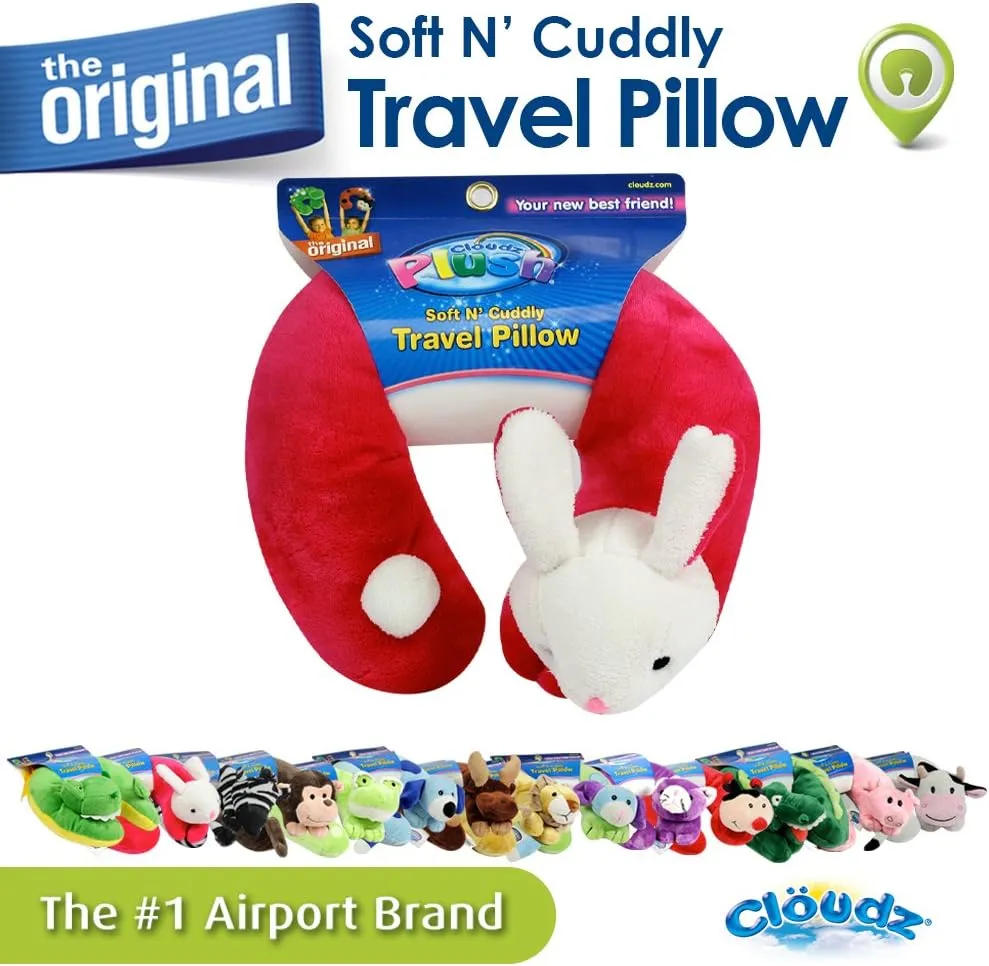 Cloudz Plush Animal Neck Pillows - Pink Bunny