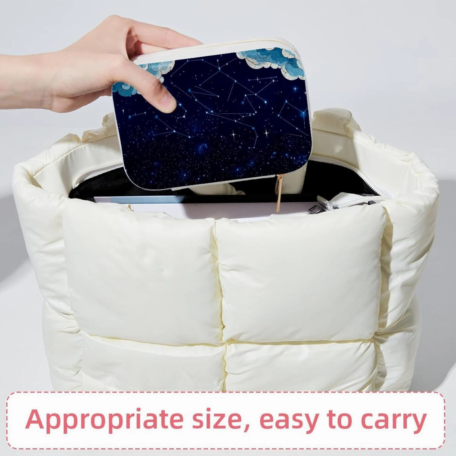 Constellation and Cosmic Objects on Night Sky Background Travel Jewelry Box, Portable Travel Display Case Storage Holder Boxes for Stud Earrings, Rings, Necklaces, Bracelets